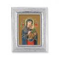  O.L. OF PERPETUAL HELP GOLD STAMPED PRINT IN SILVER FRAME 